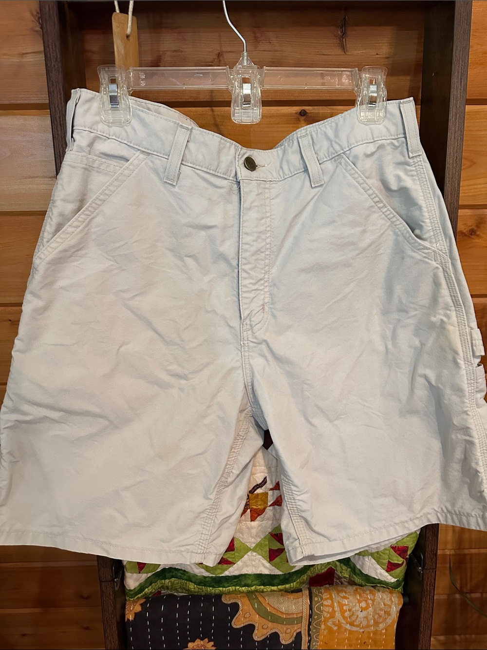 Men's Cream Casual Shorts - Classic Summer Style *stain